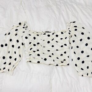 Zara Black and White Polka Dot Blouse